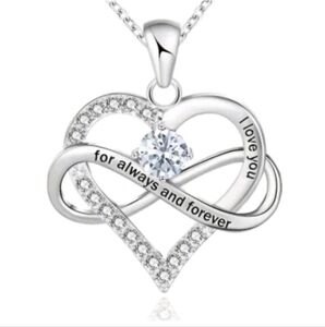 Timeless Silver Heart Necklace with Crystal Accent
